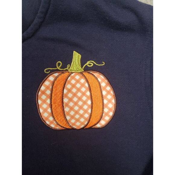 Women's Small Navy Blue Fall Pumpkin Embroidered Button Up Sweatshirt Cardigan - Picture 4 of 6